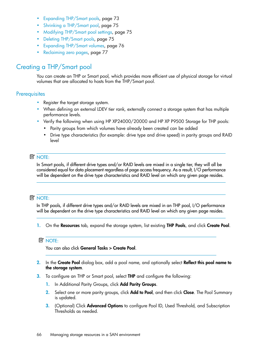 Creating a thp/smart pool | HP XP P9000 Command View Advanced Edition Software Licenses User Manual | Page 66 / 250