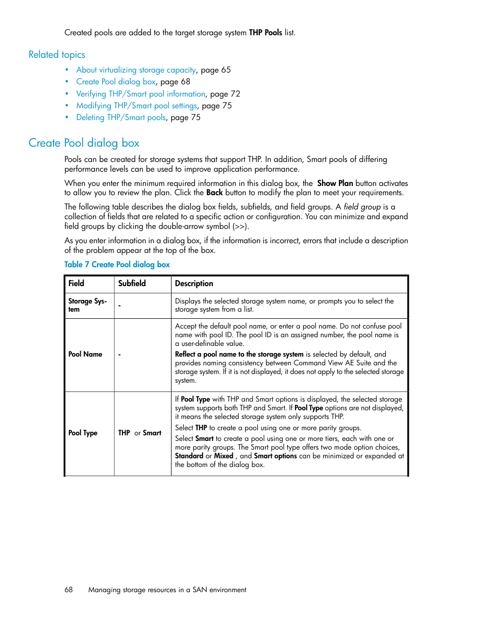 Create pool dialog box | HP XP P9000 Command View Advanced Edition Software Licenses User Manual | Page 68 / 250