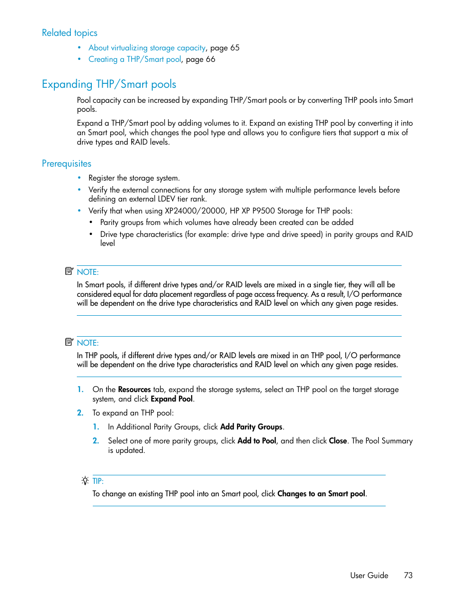 Expanding thp/smart pools | HP XP P9000 Command View Advanced Edition Software Licenses User Manual | Page 73 / 250