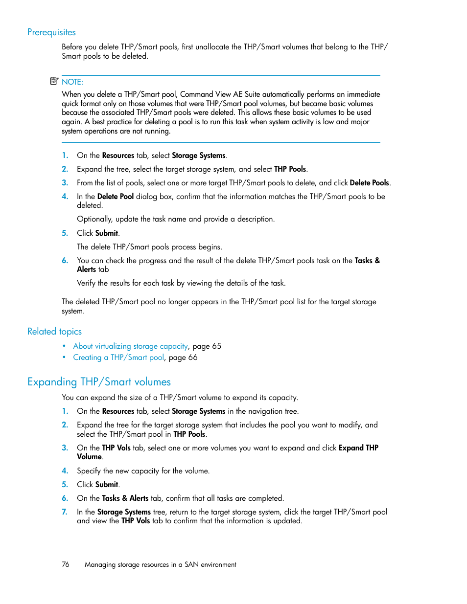 Expanding thp/smart volumes | HP XP P9000 Command View Advanced Edition Software Licenses User Manual | Page 76 / 250
