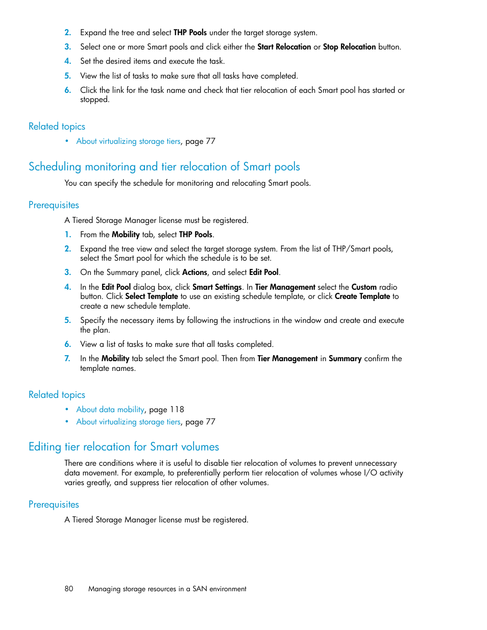 Editing tier relocation for smart volumes, 80 editing tier relocation for smart volumes | HP XP P9000 Command View Advanced Edition Software Licenses User Manual | Page 80 / 250