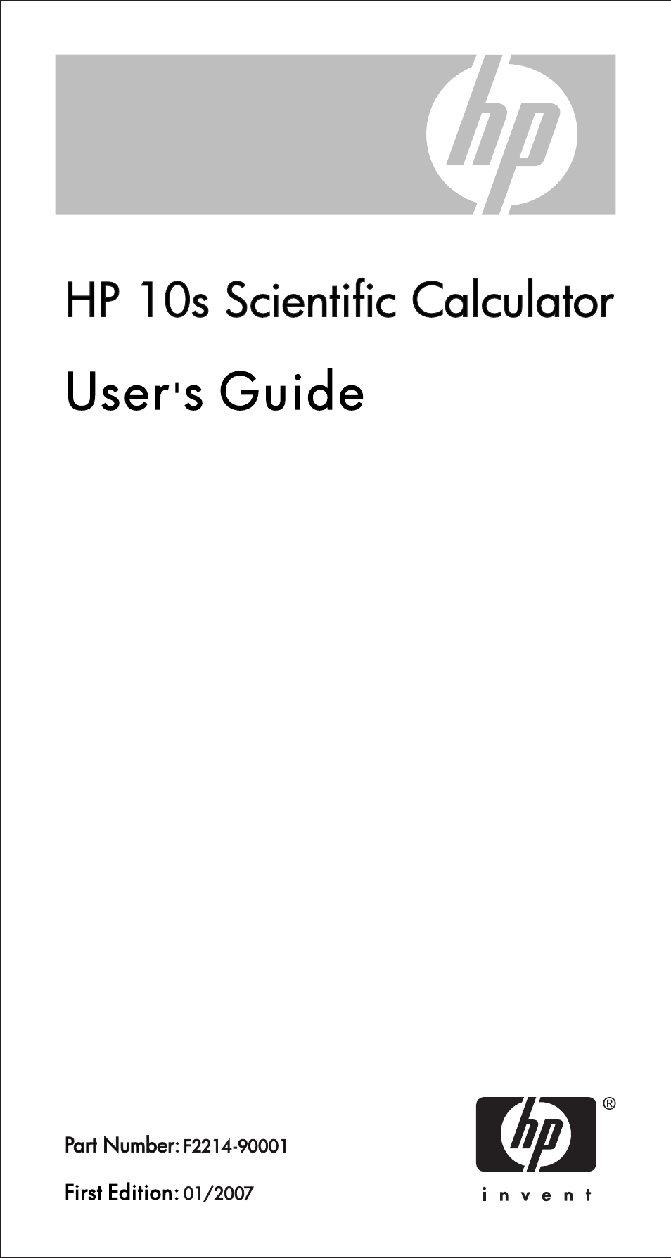 HP 10s Scientific Calculator User Manual | 44 pages