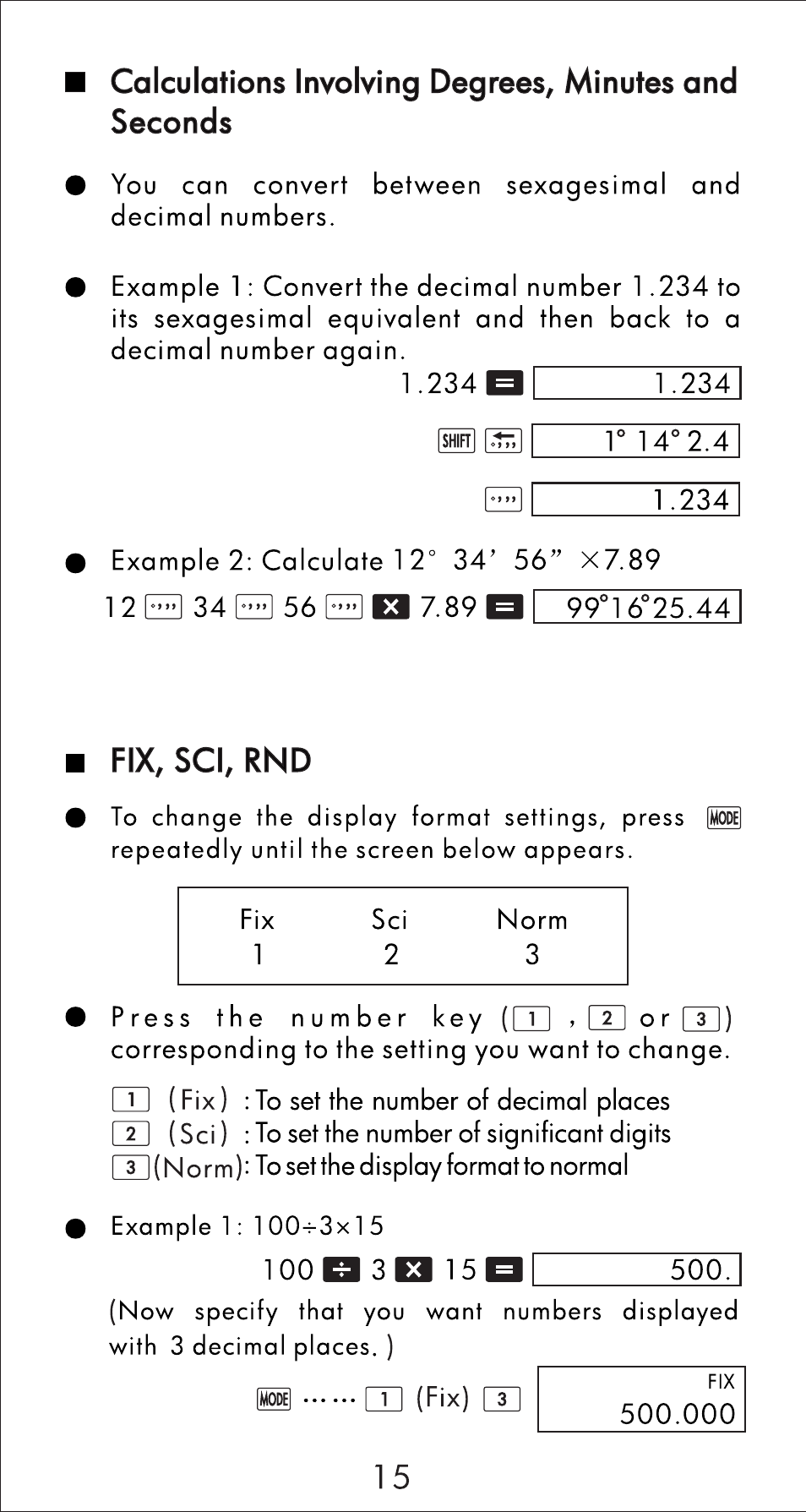 Fix, sci, rnd, Fix,sci,rnd | HP 10s Scientific Calculator User Manual | Page 16 / 44