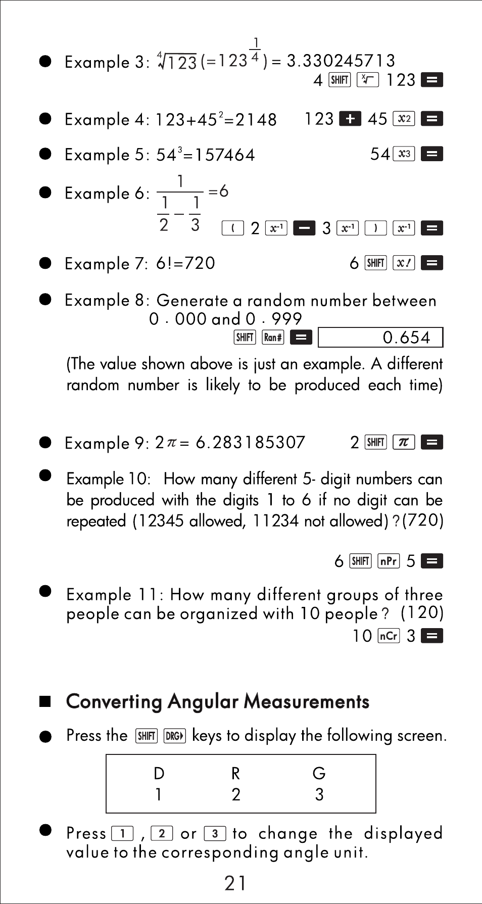 Converting angular measurements | HP 10s Scientific Calculator User Manual | Page 22 / 44