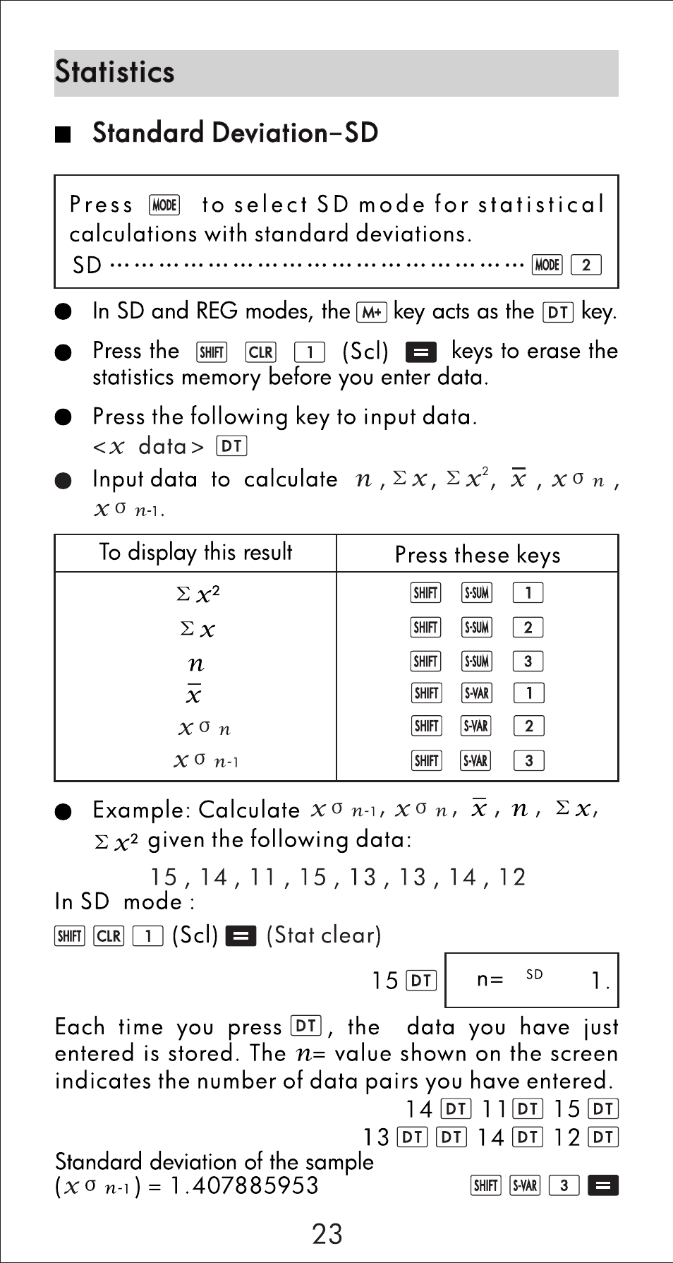 Statistics | HP 10s Scientific Calculator User Manual | Page 24 / 44