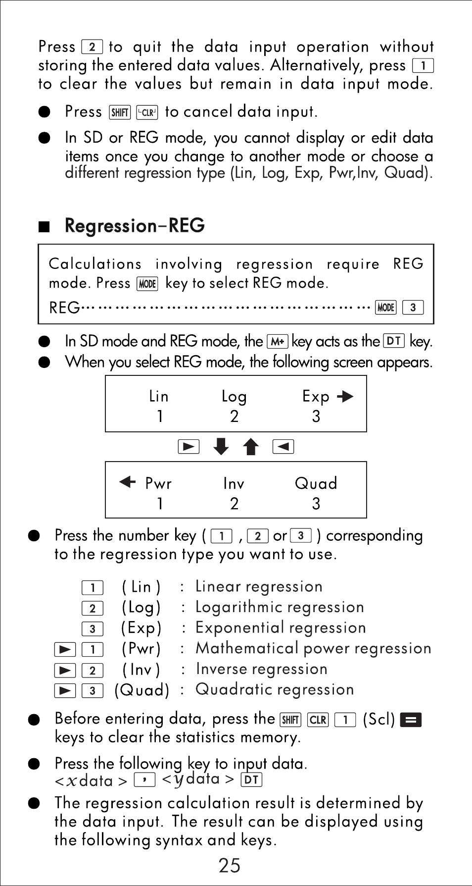 Regression-reg | HP 10s Scientific Calculator User Manual | Page 26 / 44