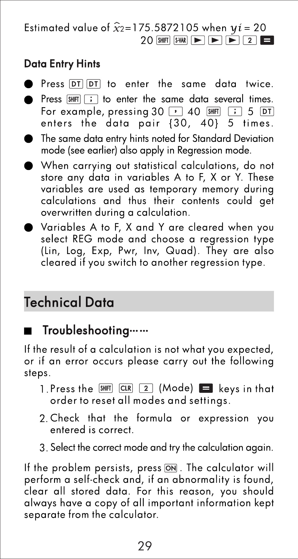 Technical data | HP 10s Scientific Calculator User Manual | Page 30 / 44