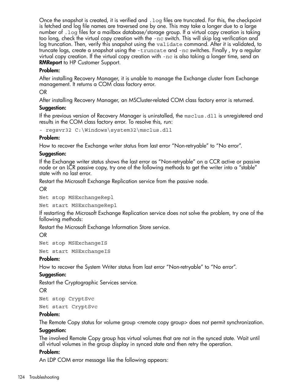 HP 3PAR Application Software Suite for Microsoft Exchange User Manual | Page 124 / 143