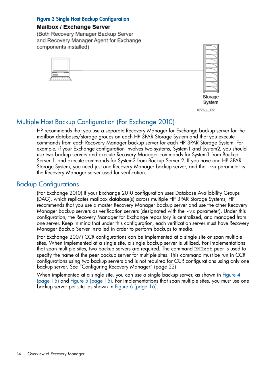 Backup configurations | HP 3PAR Application Software Suite for Microsoft Exchange User Manual | Page 14 / 143