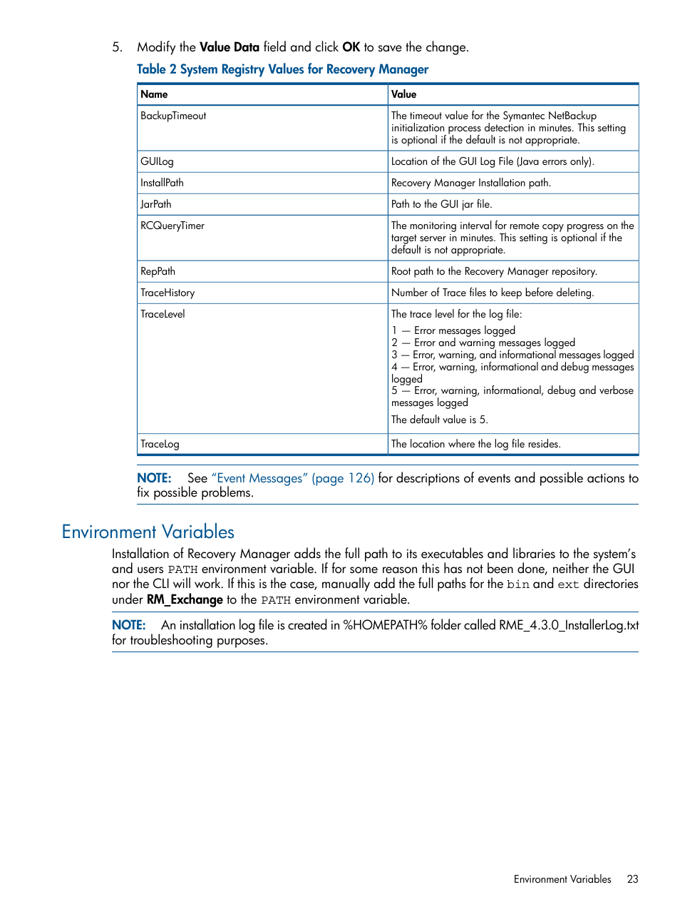 Environment variables | HP 3PAR Application Software Suite for Microsoft Exchange User Manual | Page 23 / 143