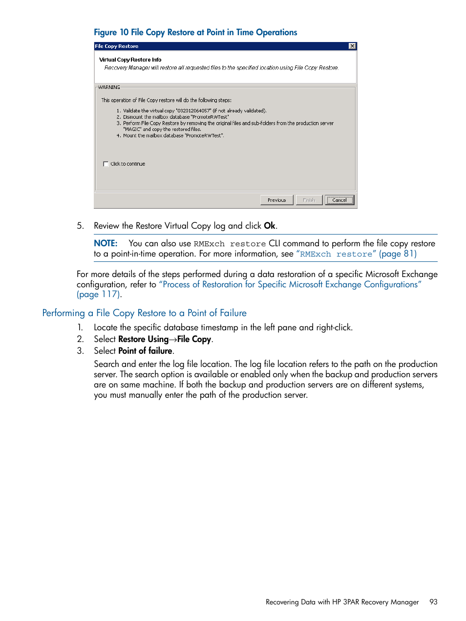 HP 3PAR Application Software Suite for Microsoft Exchange User Manual | Page 93 / 143