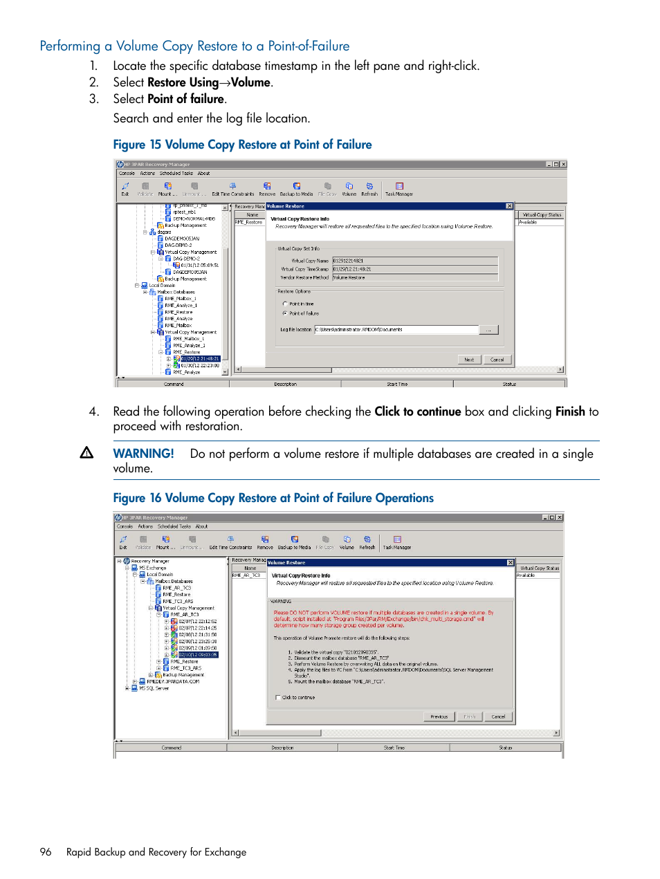 HP 3PAR Application Software Suite for Microsoft Exchange User Manual | Page 96 / 143