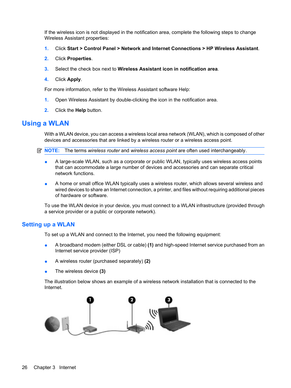 Using a wlan, Setting up a wlan | HP Mini 1132TU PC User Manual | Page 34 / 82