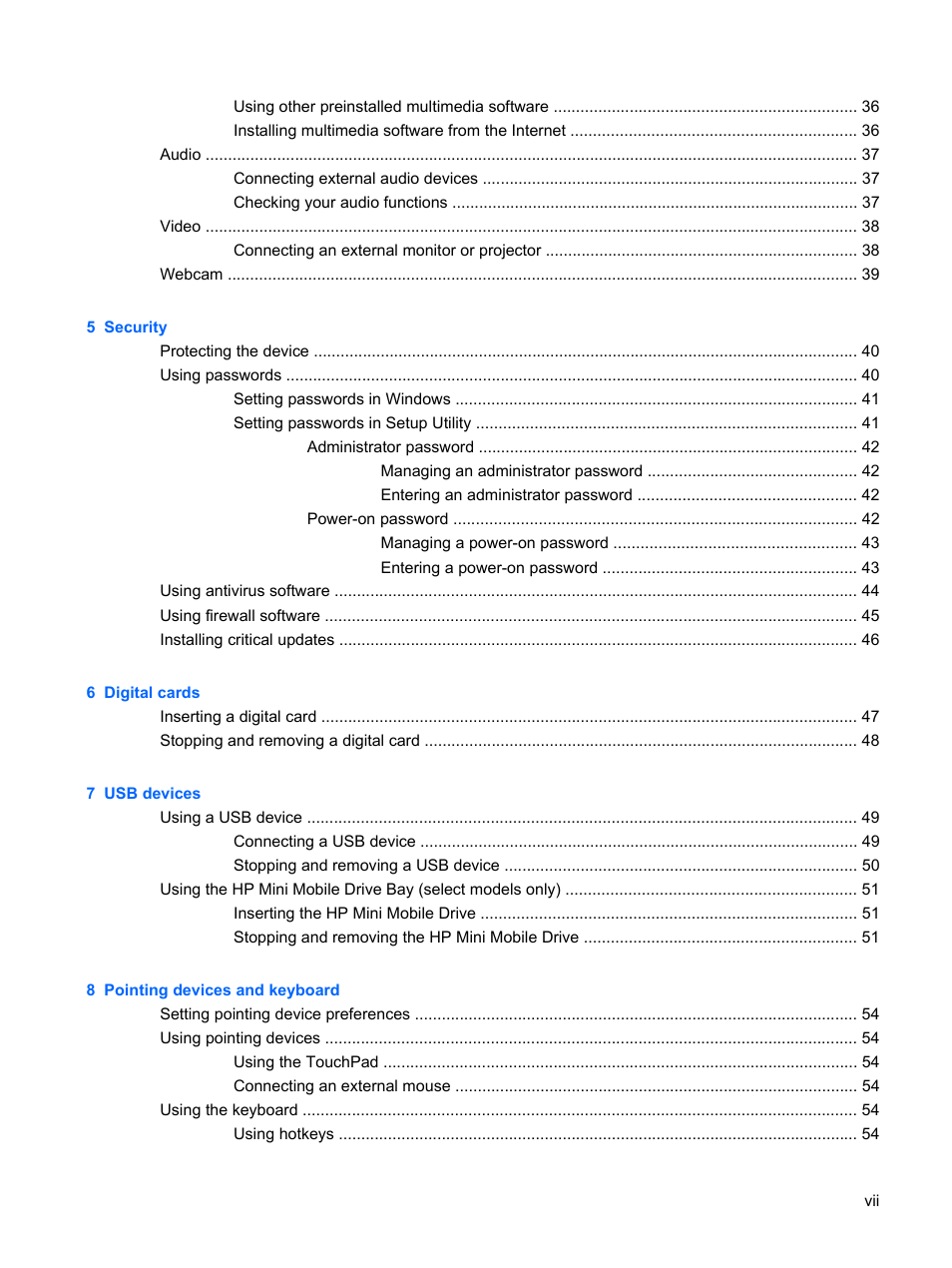 HP Mini 1132TU PC User Manual | Page 7 / 82