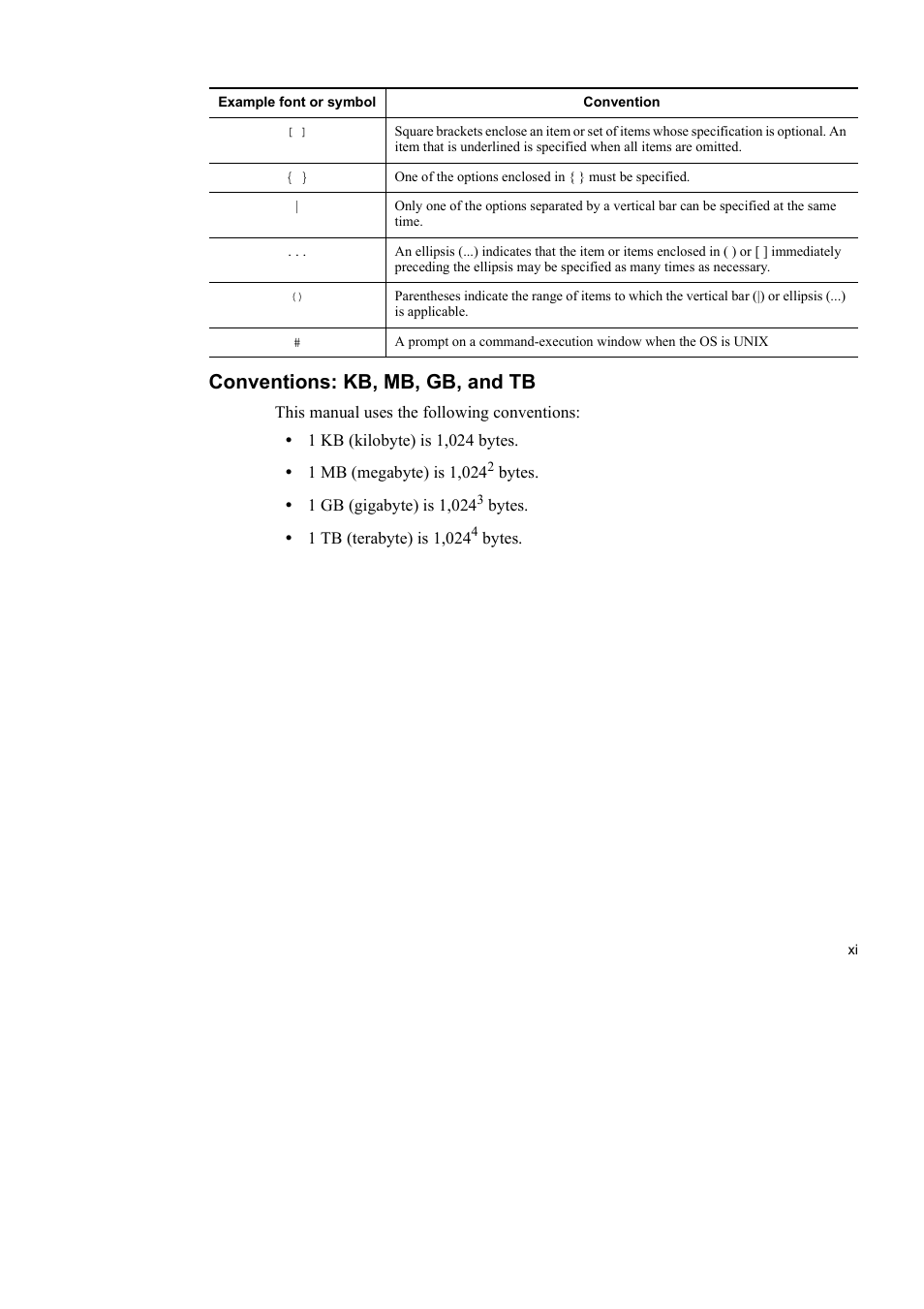 Conventions: kb, mb, gb, and tb | HP Hitachi Dynamic Link Manager Software User Manual | Page 15 / 746