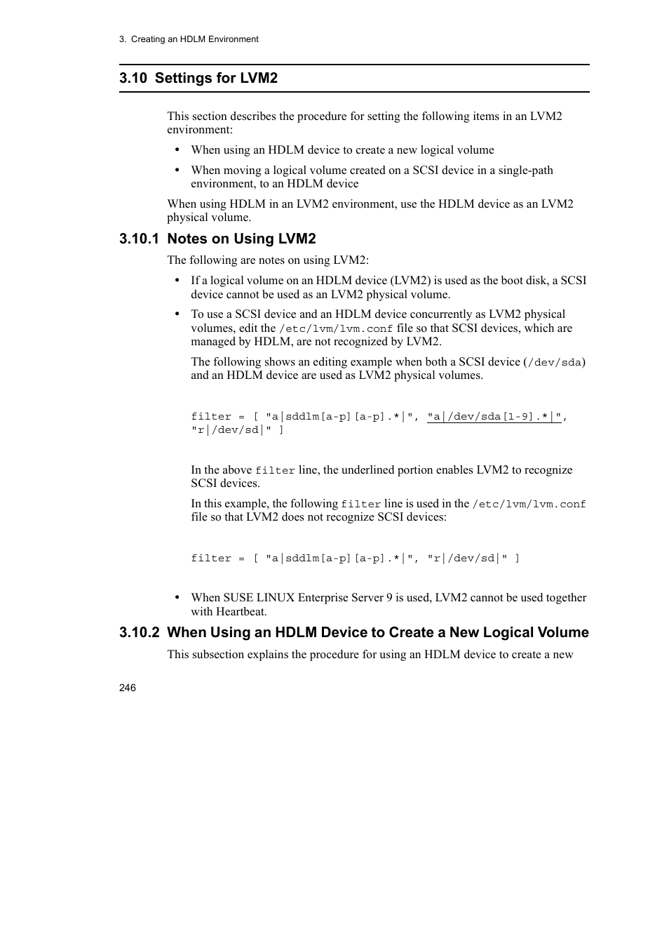 10 settings for lvm2 | HP Hitachi Dynamic Link Manager Software User Manual | Page 270 / 746