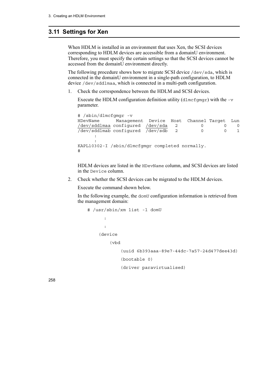 11 settings for xen | HP Hitachi Dynamic Link Manager Software User Manual | Page 282 / 746