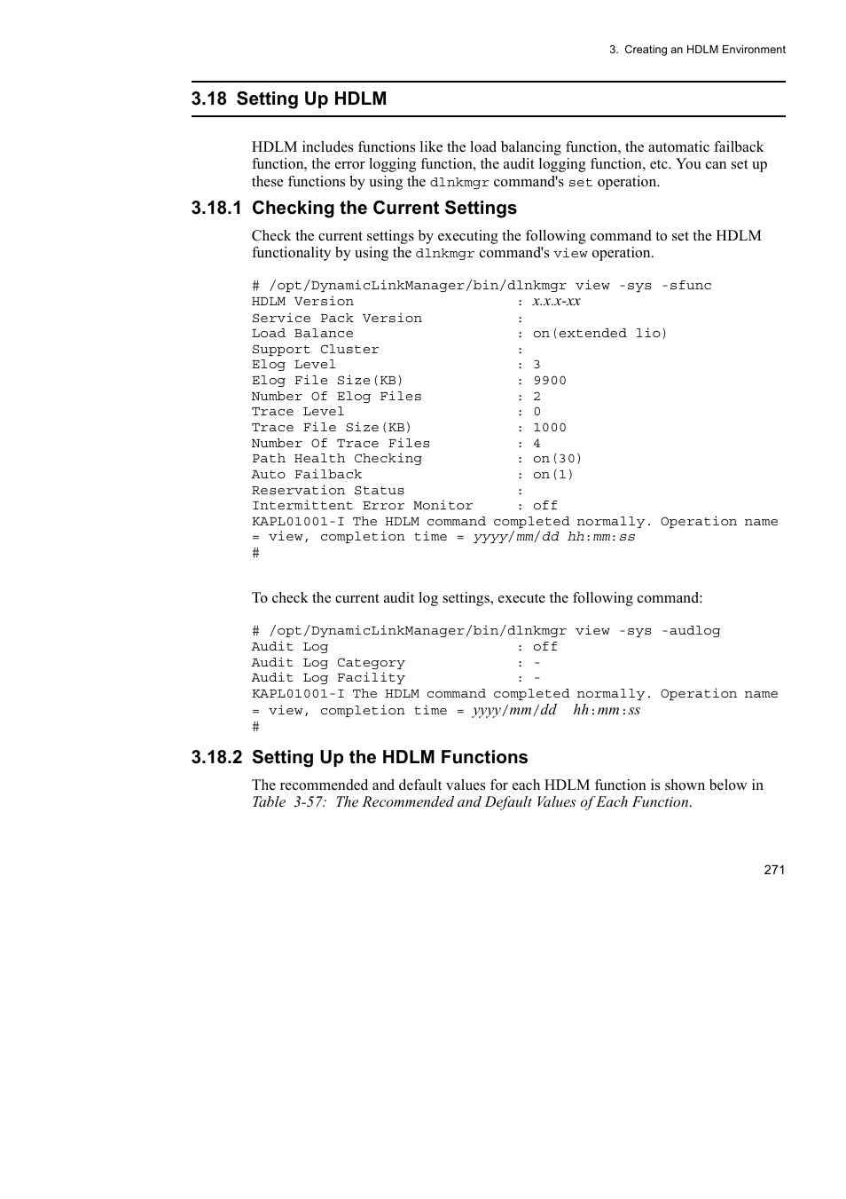 18 setting up hdlm, 1 checking the current settings, 2 setting up the hdlm functions | HP Hitachi Dynamic Link Manager Software User Manual | Page 295 / 746