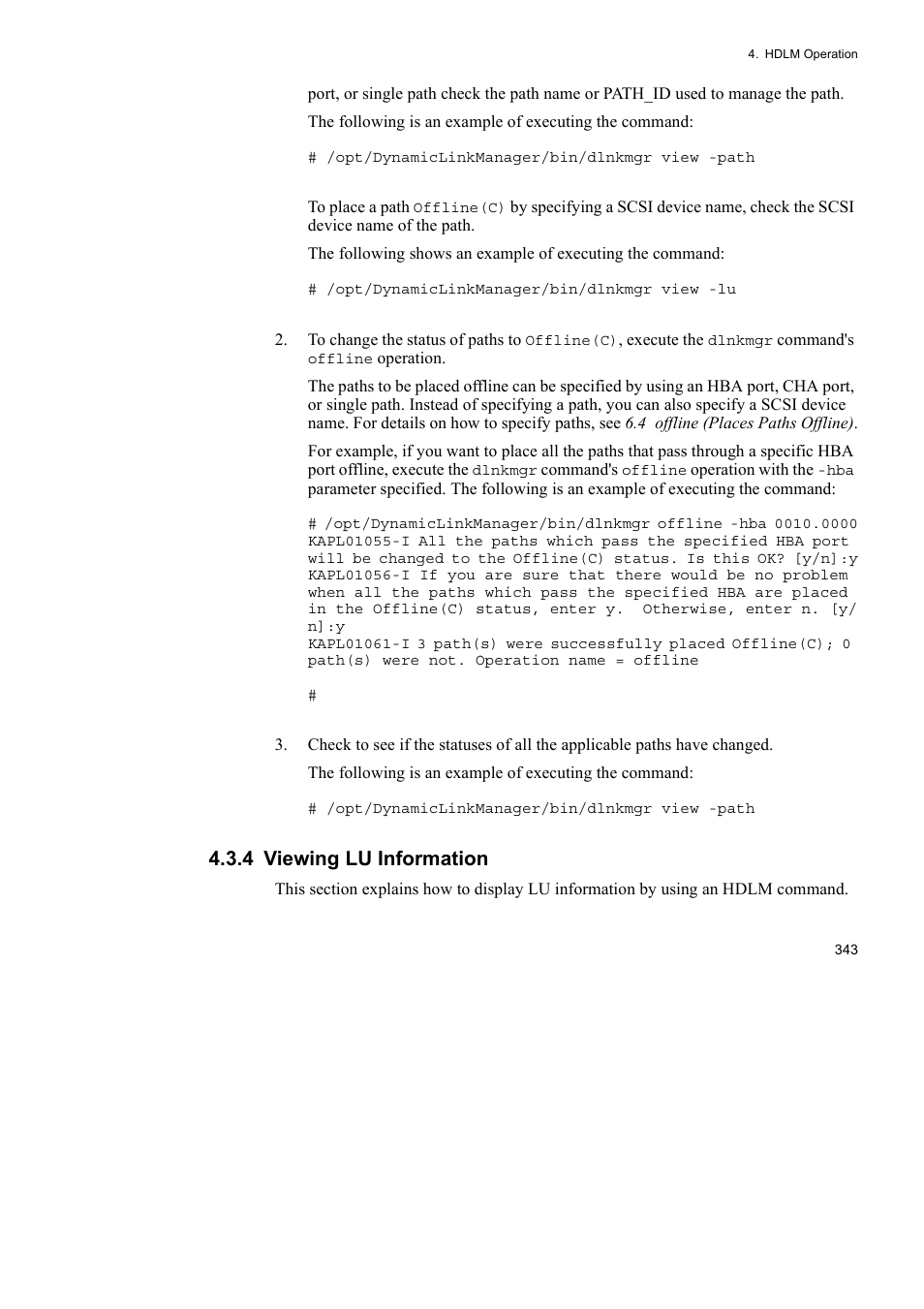 4 viewing lu information | HP Hitachi Dynamic Link Manager Software User Manual | Page 367 / 746