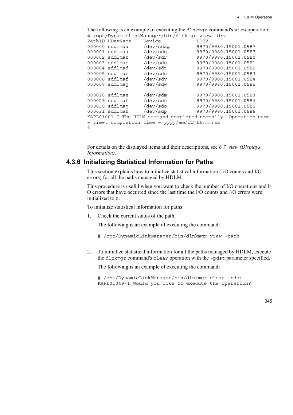 6 initializing statistical information for paths | HP Hitachi Dynamic Link Manager Software User Manual | Page 369 / 746