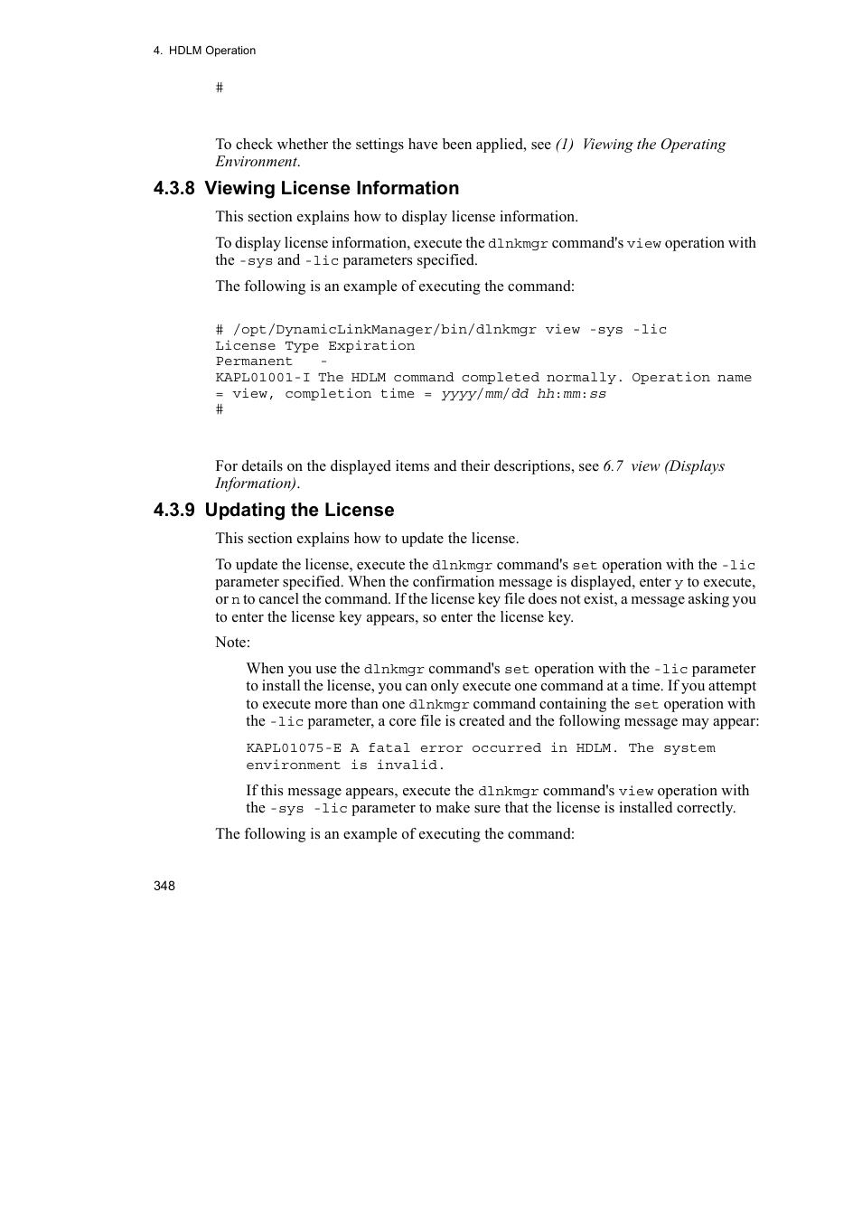 8 viewing license information, 9 updating the license | HP Hitachi Dynamic Link Manager Software User Manual | Page 372 / 746