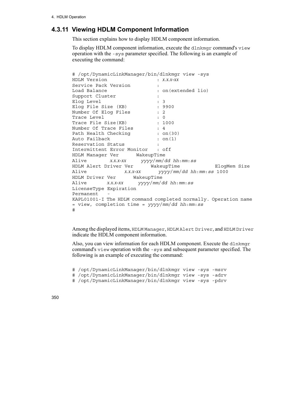 11 viewing hdlm component information | HP Hitachi Dynamic Link Manager Software User Manual | Page 374 / 746