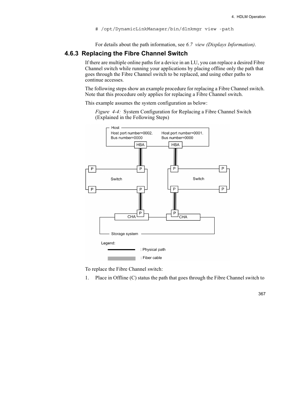 3 replacing the fibre channel switch | HP Hitachi Dynamic Link Manager Software User Manual | Page 391 / 746