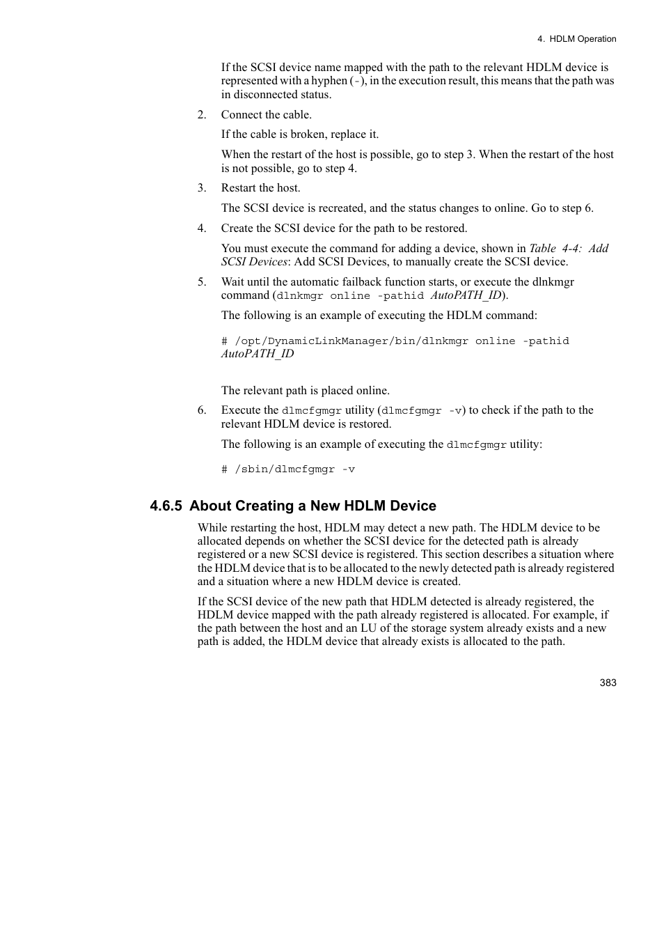 5 about creating a new hdlm device | HP Hitachi Dynamic Link Manager Software User Manual | Page 407 / 746