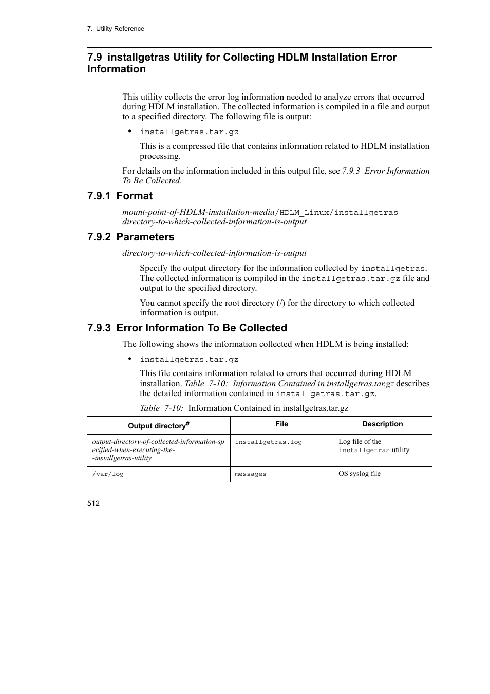 1 format, 2 parameters, 3 error information to be collected | HP Hitachi Dynamic Link Manager Software User Manual | Page 536 / 746