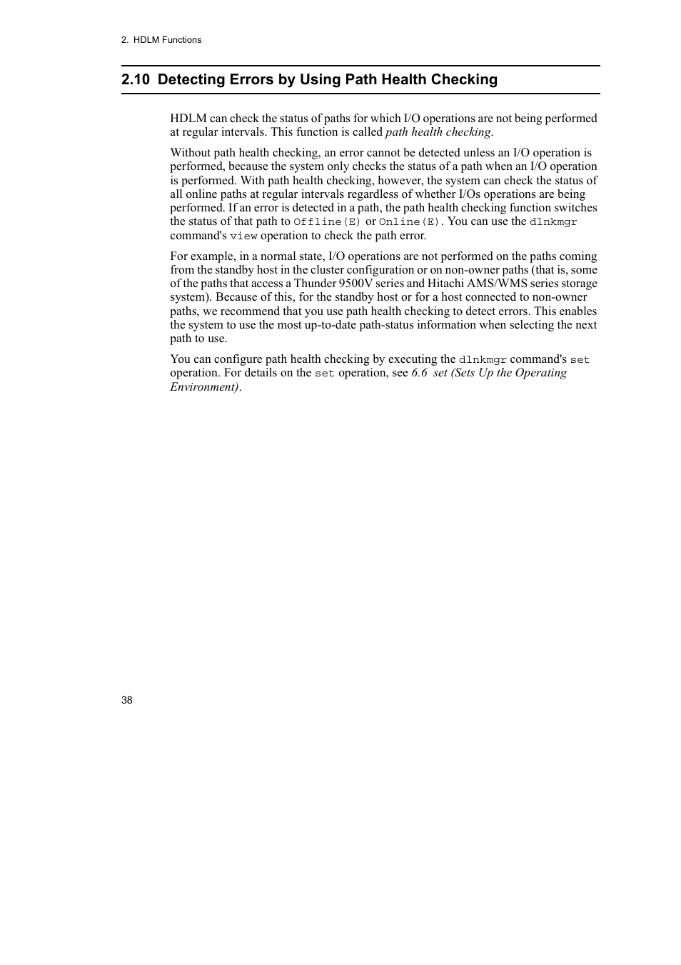 10 detecting errors by using path health checking | HP Hitachi Dynamic Link Manager Software User Manual | Page 62 / 746