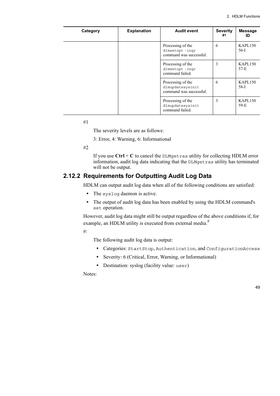 2 requirements for outputting audit log data | HP Hitachi Dynamic Link Manager Software User Manual | Page 73 / 746