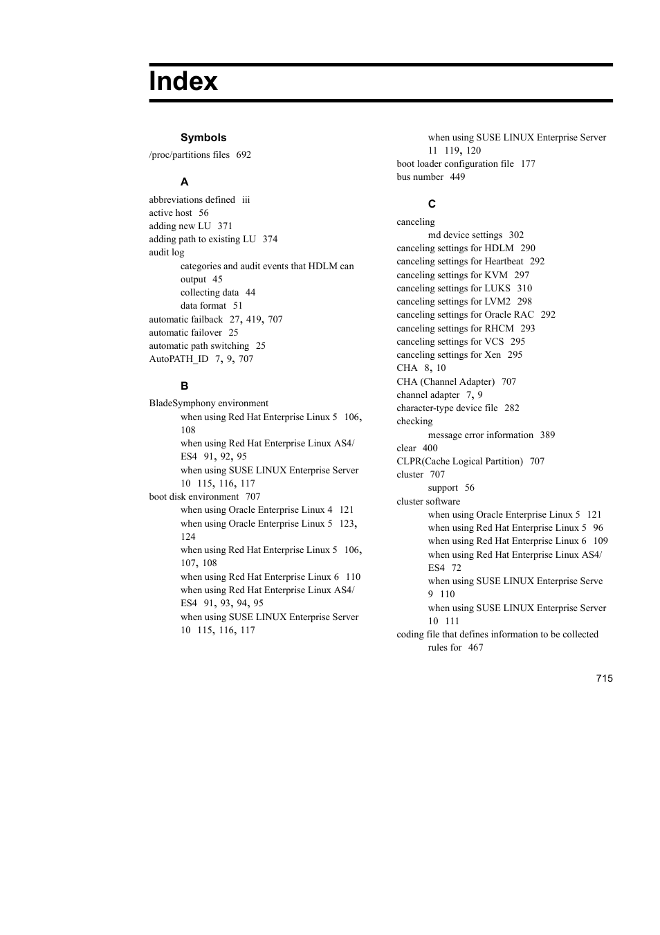 Index | HP Hitachi Dynamic Link Manager Software User Manual | Page 739 / 746