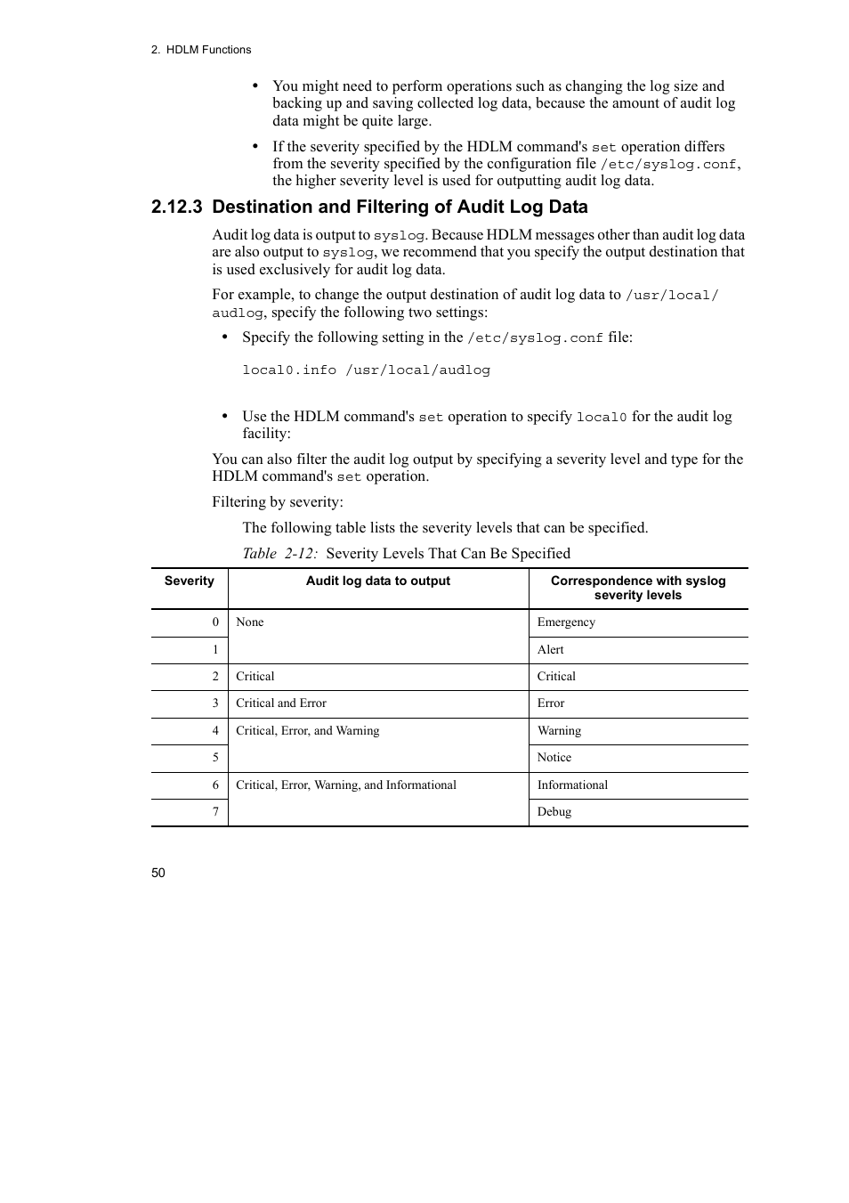 3 destination and filtering of audit log data | HP Hitachi Dynamic Link Manager Software User Manual | Page 74 / 746