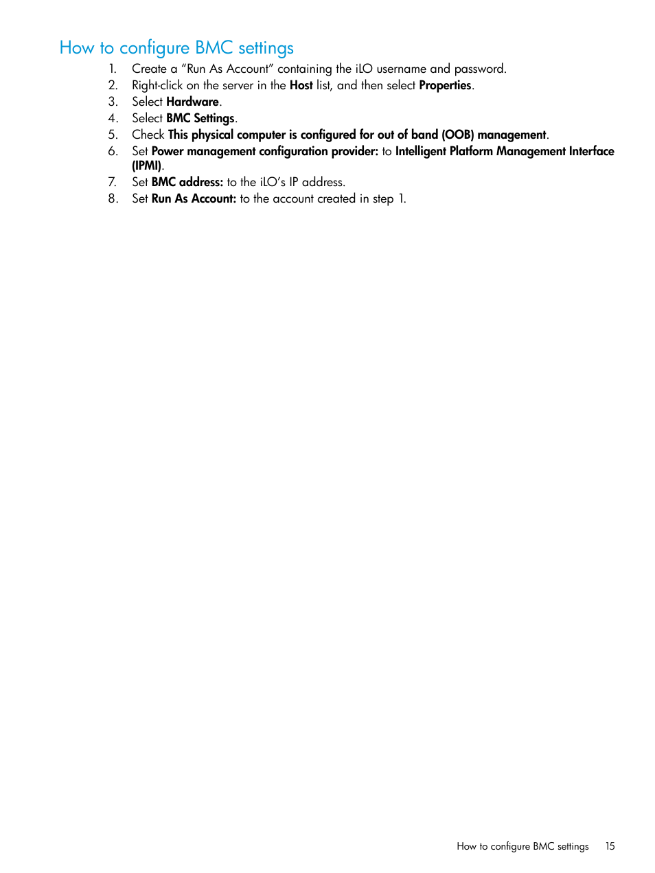 How to configure bmc settings, How to | HP OneView for Microsoft System Center User Manual | Page 15 / 29