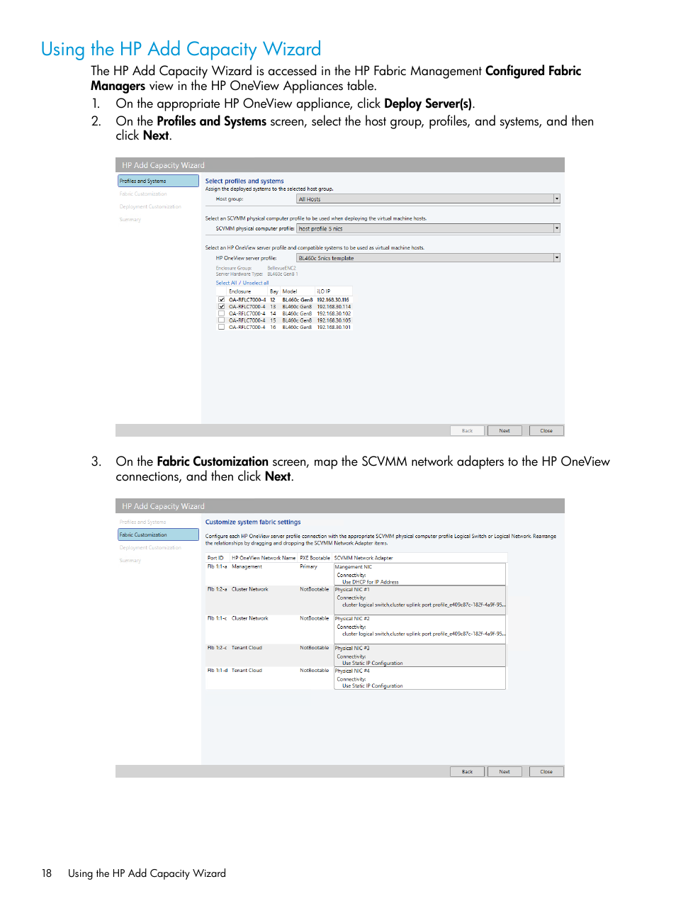 Using the hp add capacity wizard | HP OneView for Microsoft System Center User Manual | Page 18 / 29