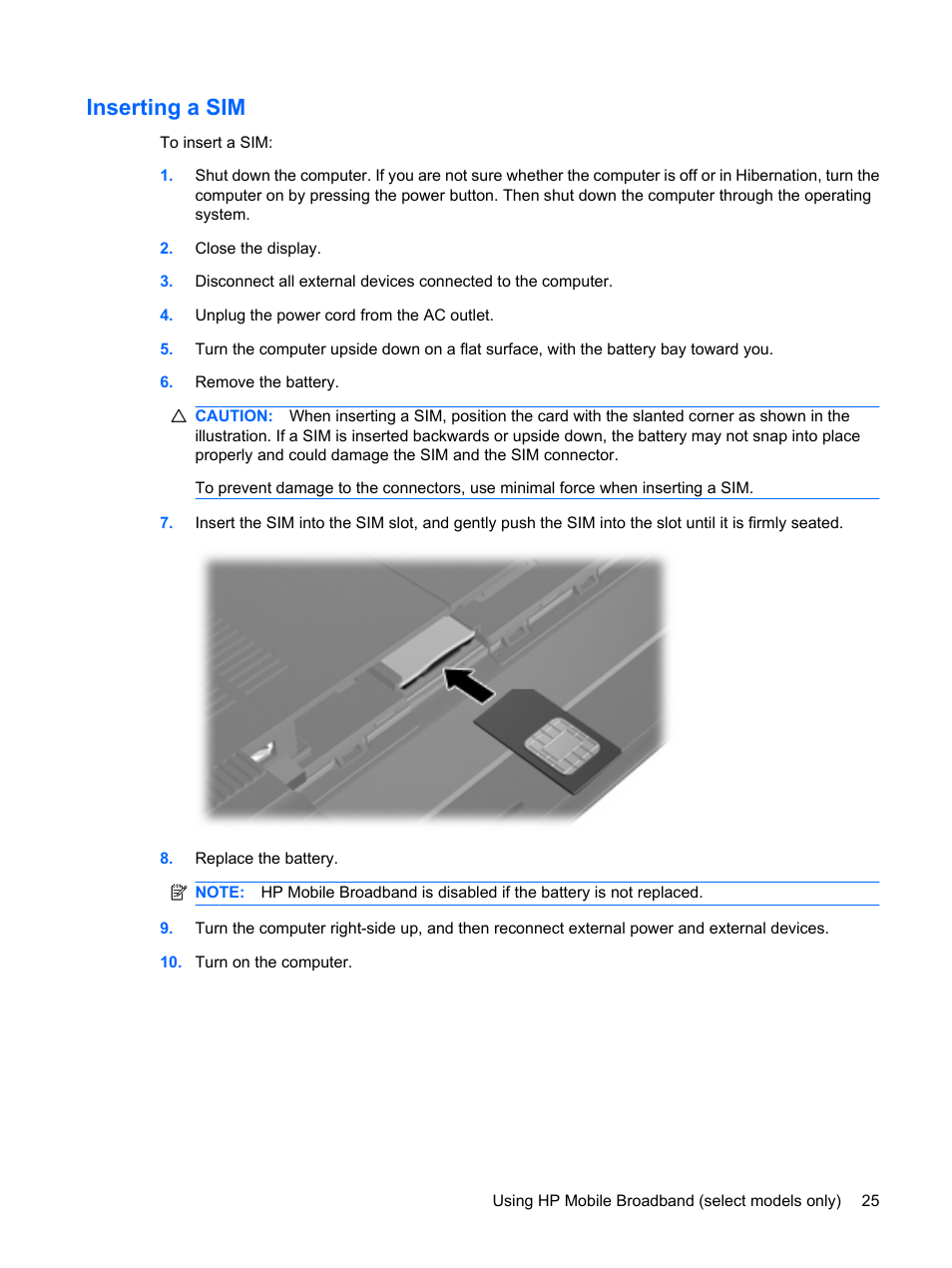 Inserting a sim | HP Pavilion dm1-2001au Entertainment Notebook PC User Manual | Page 35 / 113