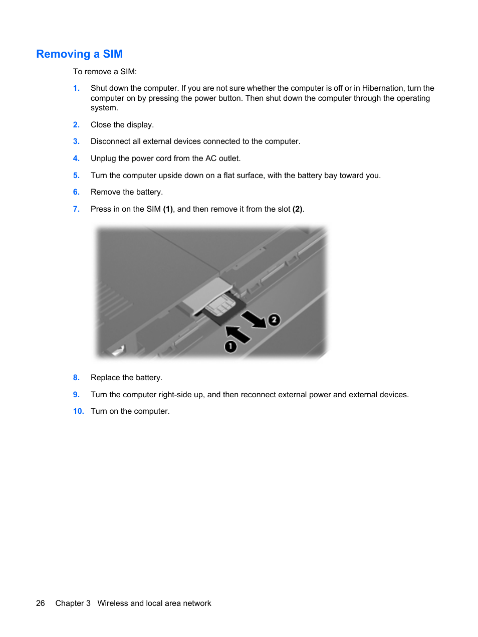 Removing a sim | HP Pavilion dm1-2001au Entertainment Notebook PC User Manual | Page 36 / 113