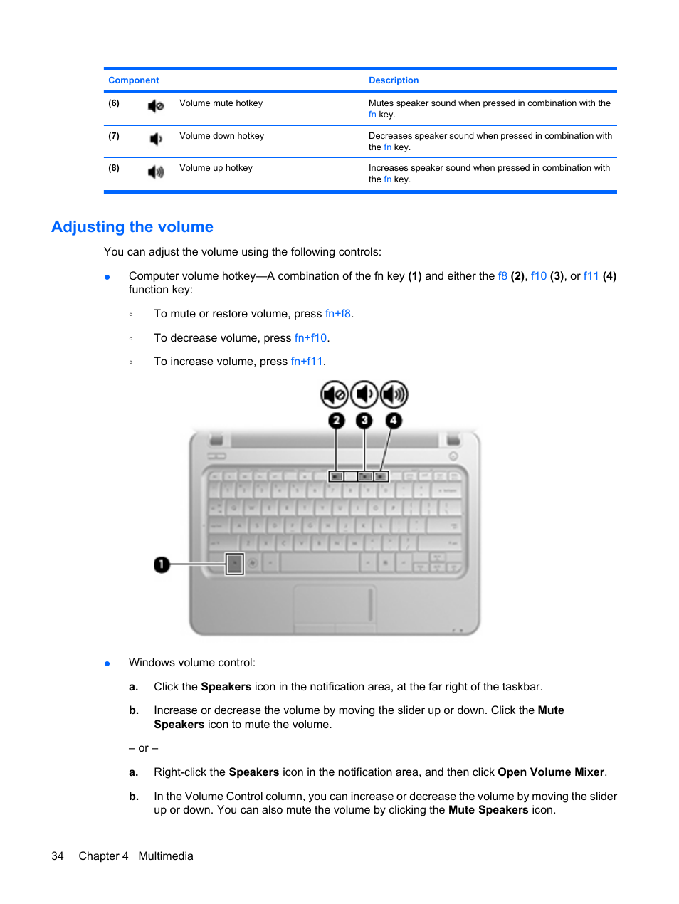 Adjusting the volume | HP Pavilion dm1-2001au Entertainment Notebook PC User Manual | Page 44 / 113