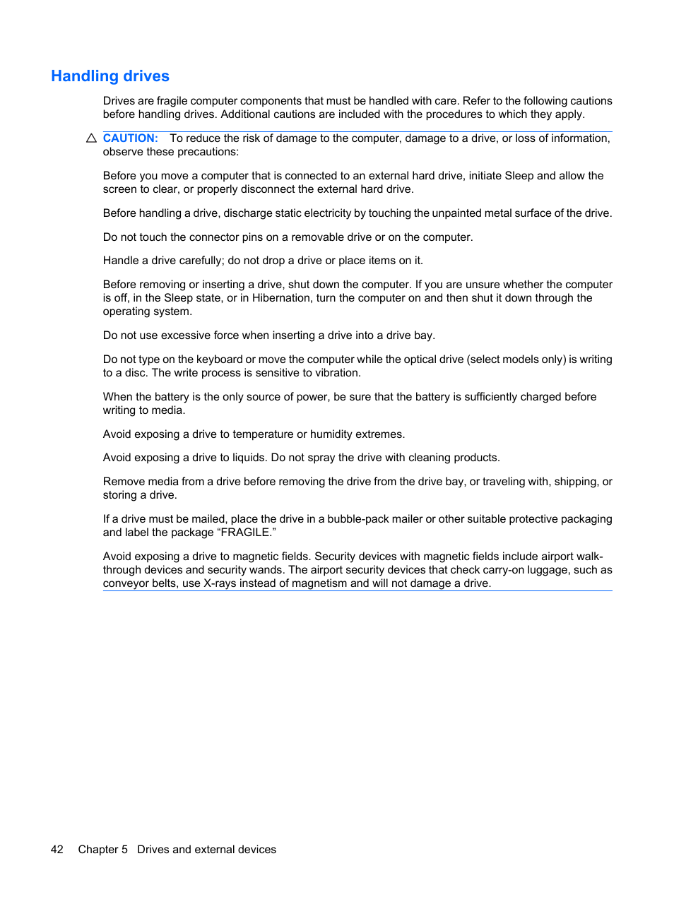 Handling drives | HP Pavilion dm1-2001au Entertainment Notebook PC User Manual | Page 52 / 113