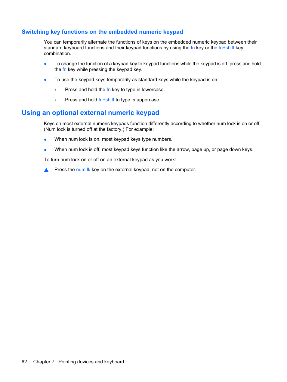 Using an optional external numeric keypad | HP Pavilion dm1-2001au Entertainment Notebook PC User Manual | Page 72 / 113
