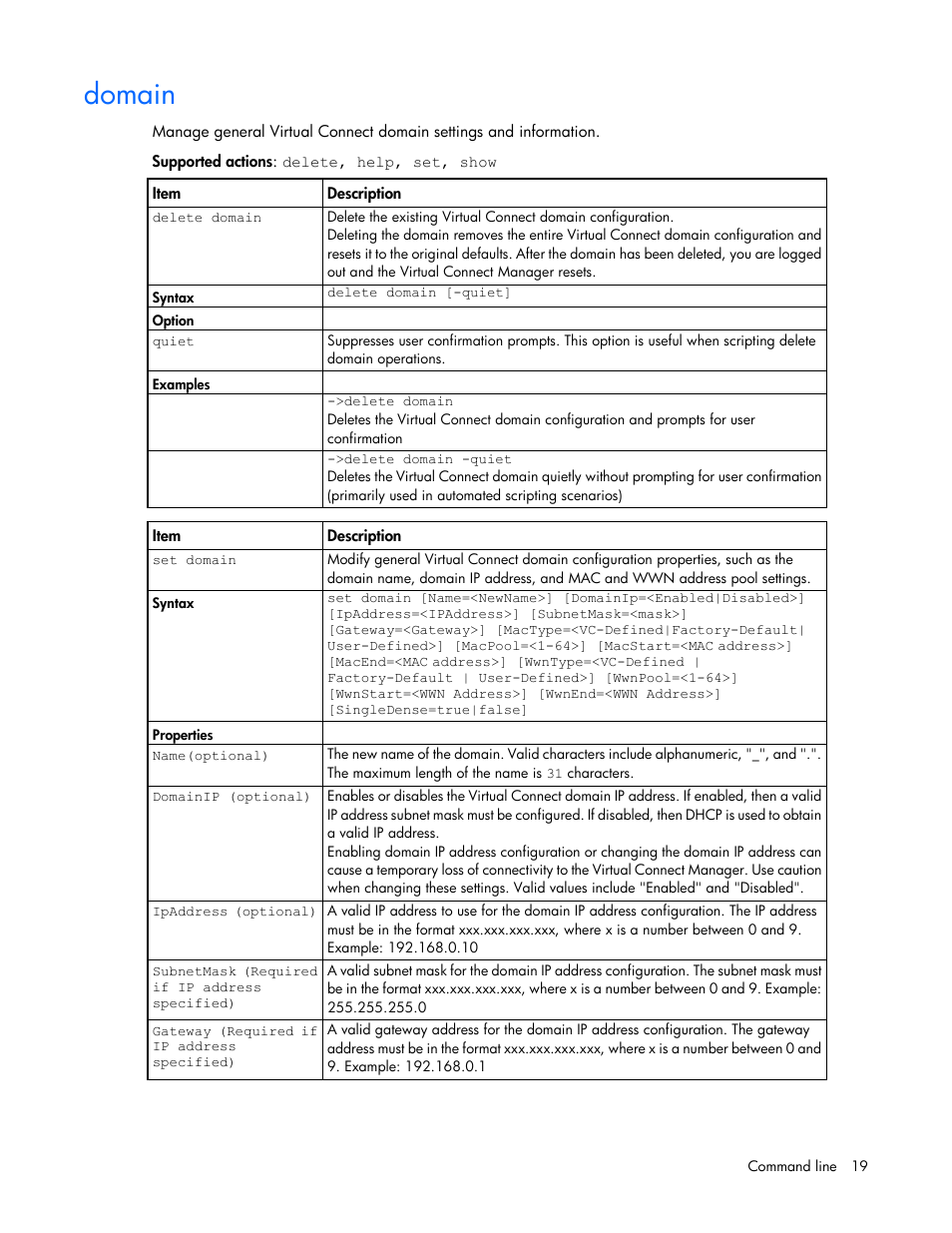 Domain | HP Virtual Connect 4Gb Fibre Channel Module for c-Class BladeSystem User Manual | Page 19 / 131