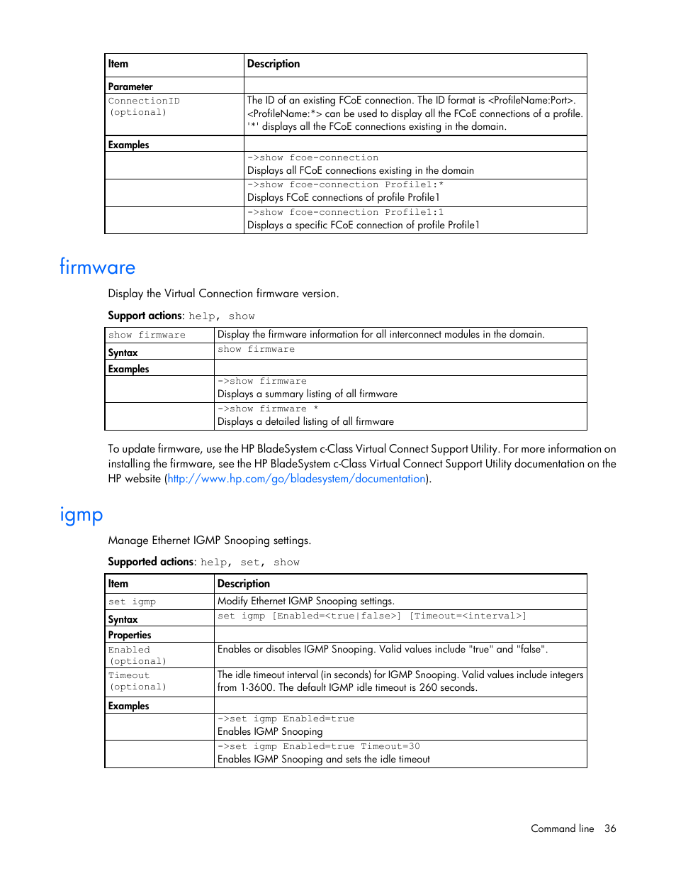 Firmware, Igmp | HP Virtual Connect 4Gb Fibre Channel Module for c-Class BladeSystem User Manual | Page 36 / 131