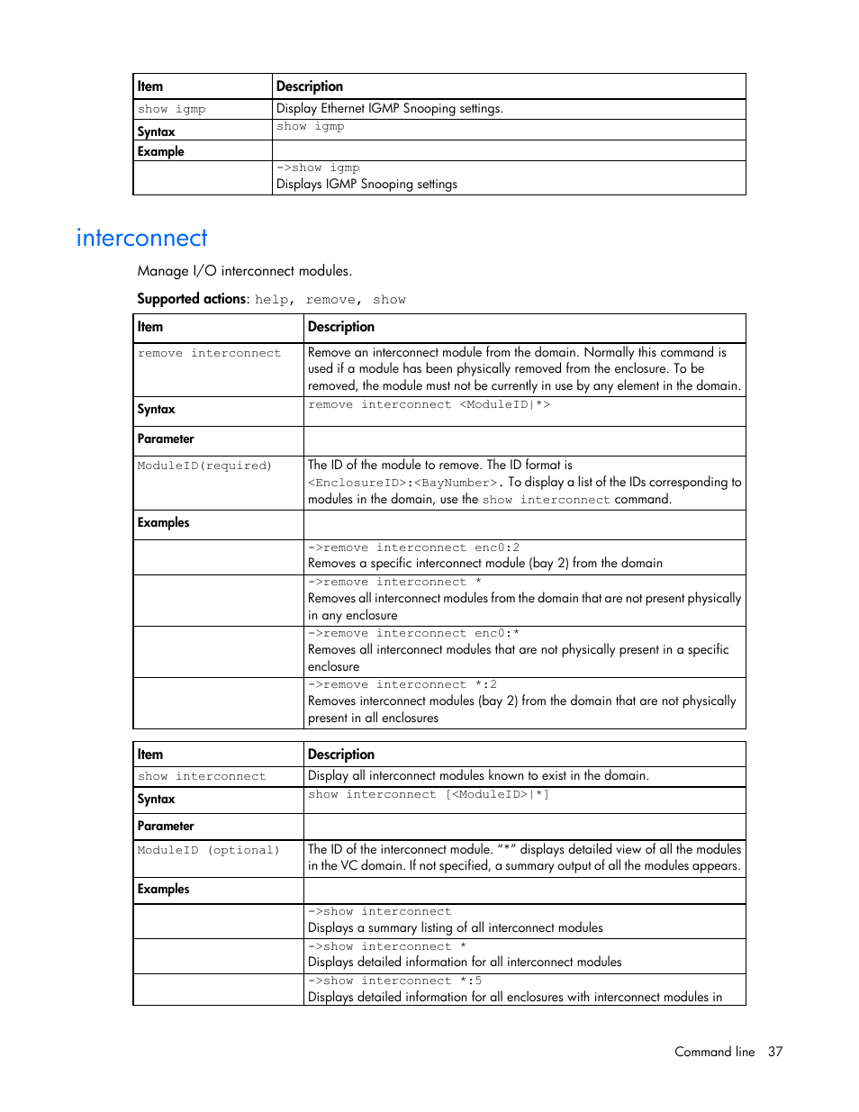 Interconnect | HP Virtual Connect 4Gb Fibre Channel Module for c-Class BladeSystem User Manual | Page 37 / 131