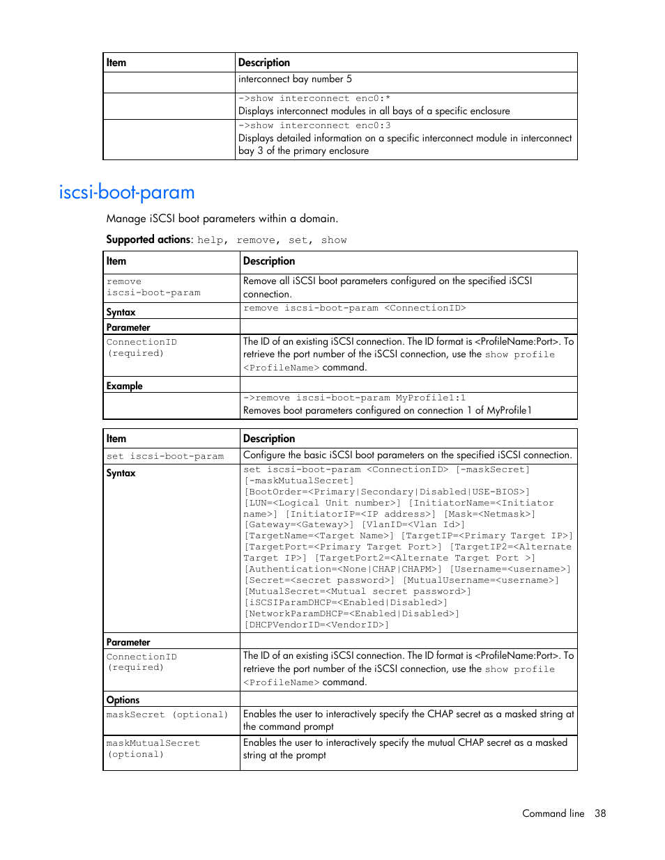Iscsi-boot-param | HP Virtual Connect 4Gb Fibre Channel Module for c-Class BladeSystem User Manual | Page 38 / 131