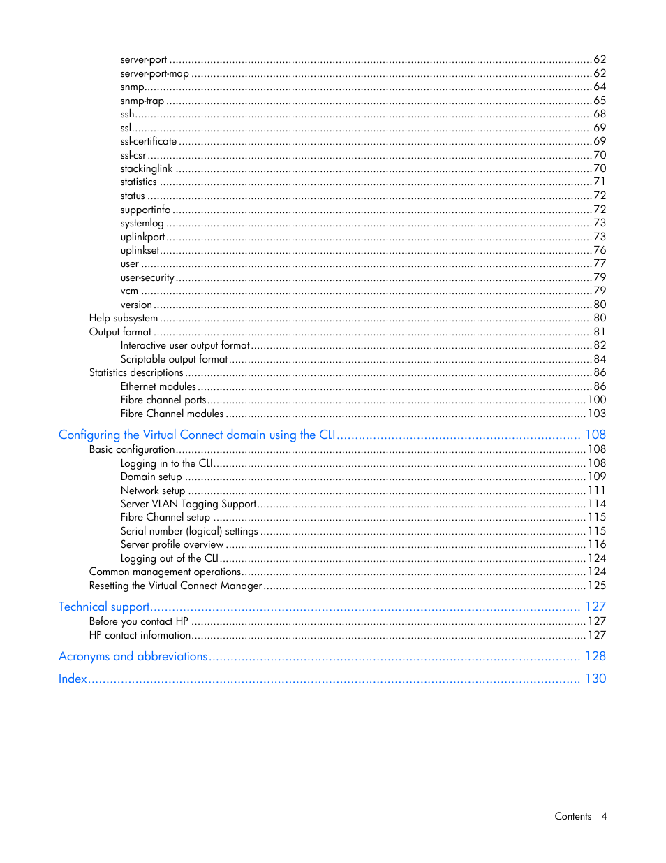 HP Virtual Connect 4Gb Fibre Channel Module for c-Class BladeSystem User Manual | Page 4 / 131