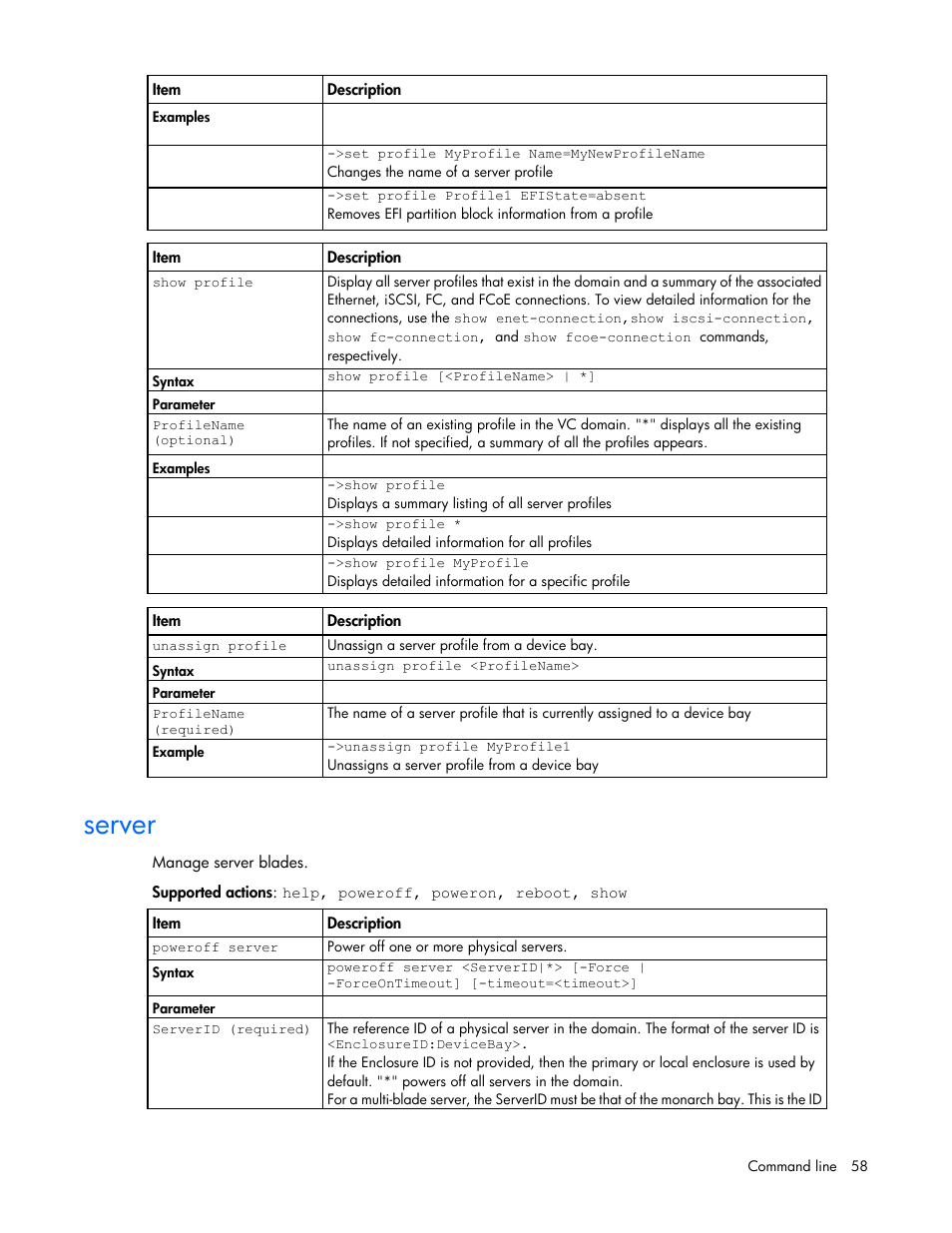 Server | HP Virtual Connect 4Gb Fibre Channel Module for c-Class BladeSystem User Manual | Page 58 / 131