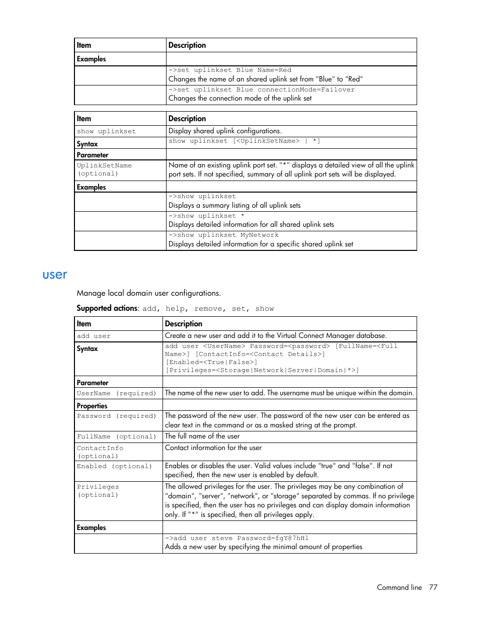 User | HP Virtual Connect 4Gb Fibre Channel Module for c-Class BladeSystem User Manual | Page 77 / 131