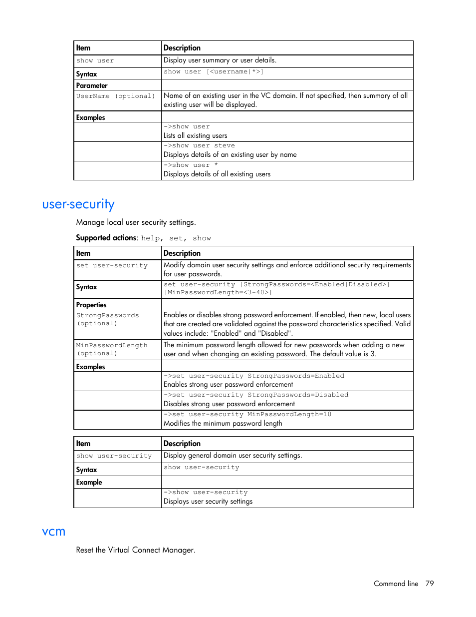 User-security | HP Virtual Connect 4Gb Fibre Channel Module for c-Class BladeSystem User Manual | Page 79 / 131