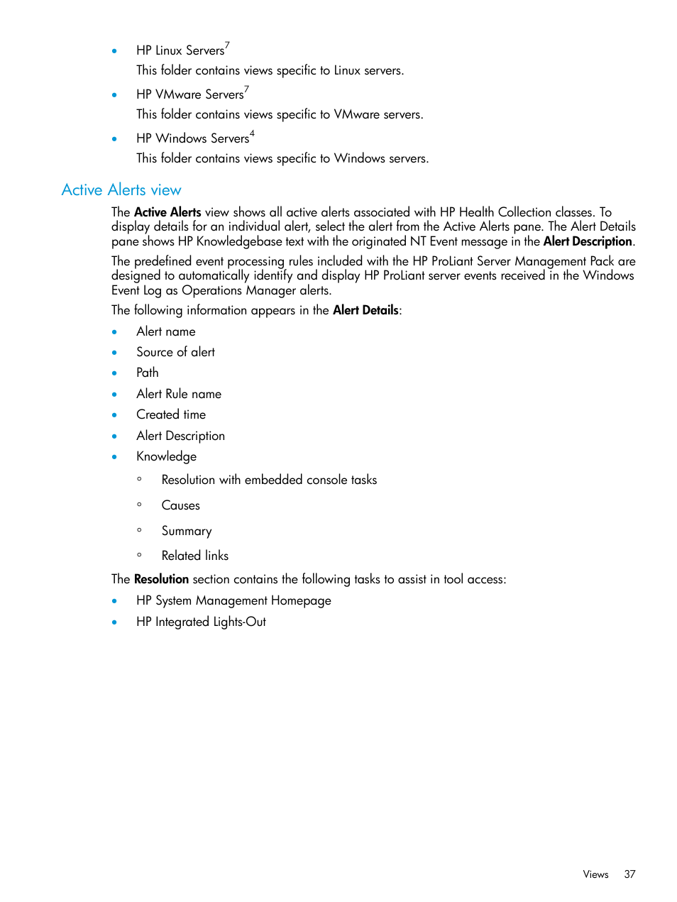 Active alerts view | HP OneView for Microsoft System Center User Manual | Page 37 / 95