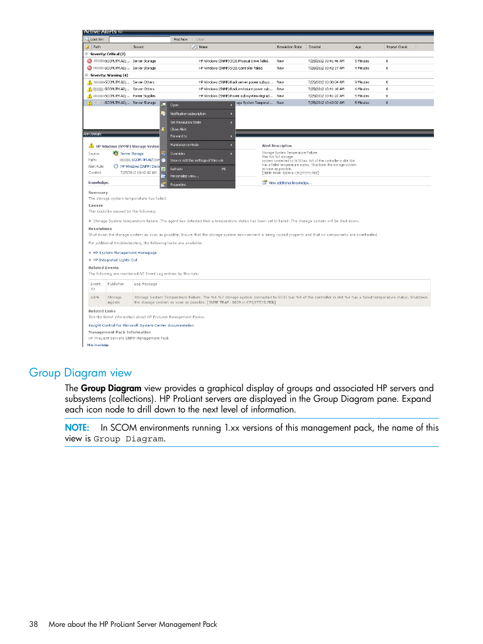 Group diagram view | HP OneView for Microsoft System Center User Manual | Page 38 / 95